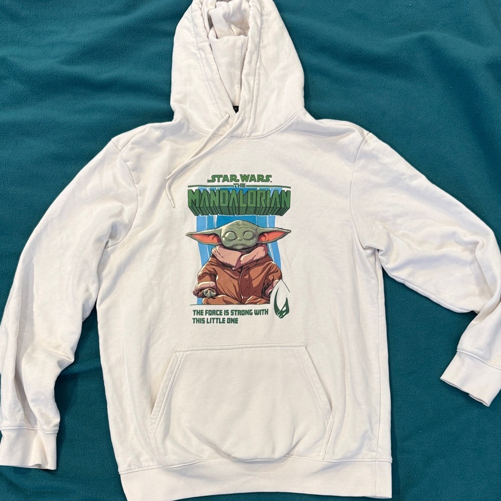Star Wars Mandalorian White Hoodie. H&M Size Medium. Regular Fit.